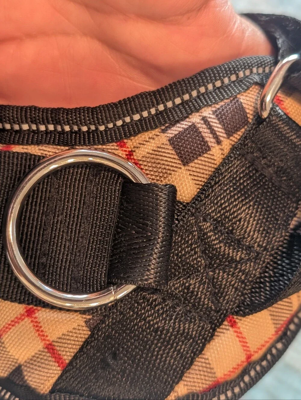 No Pull Dog Harness with Plaid Accent - Black size XS